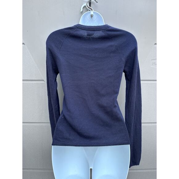 Theory Cashmere Henley Cashmere Sweater Sz S Slim Fit Navy Blue Minimalist READ - Picture 9 of 15